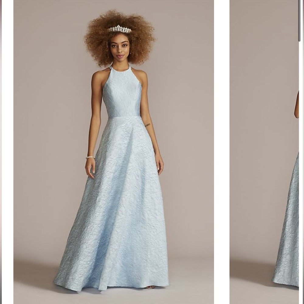 Jules & Cleo Blue Halter Ball Gown Size 10